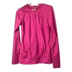 REI Full Zip Jacket Bright Pink Womens Size Medium Hood Running